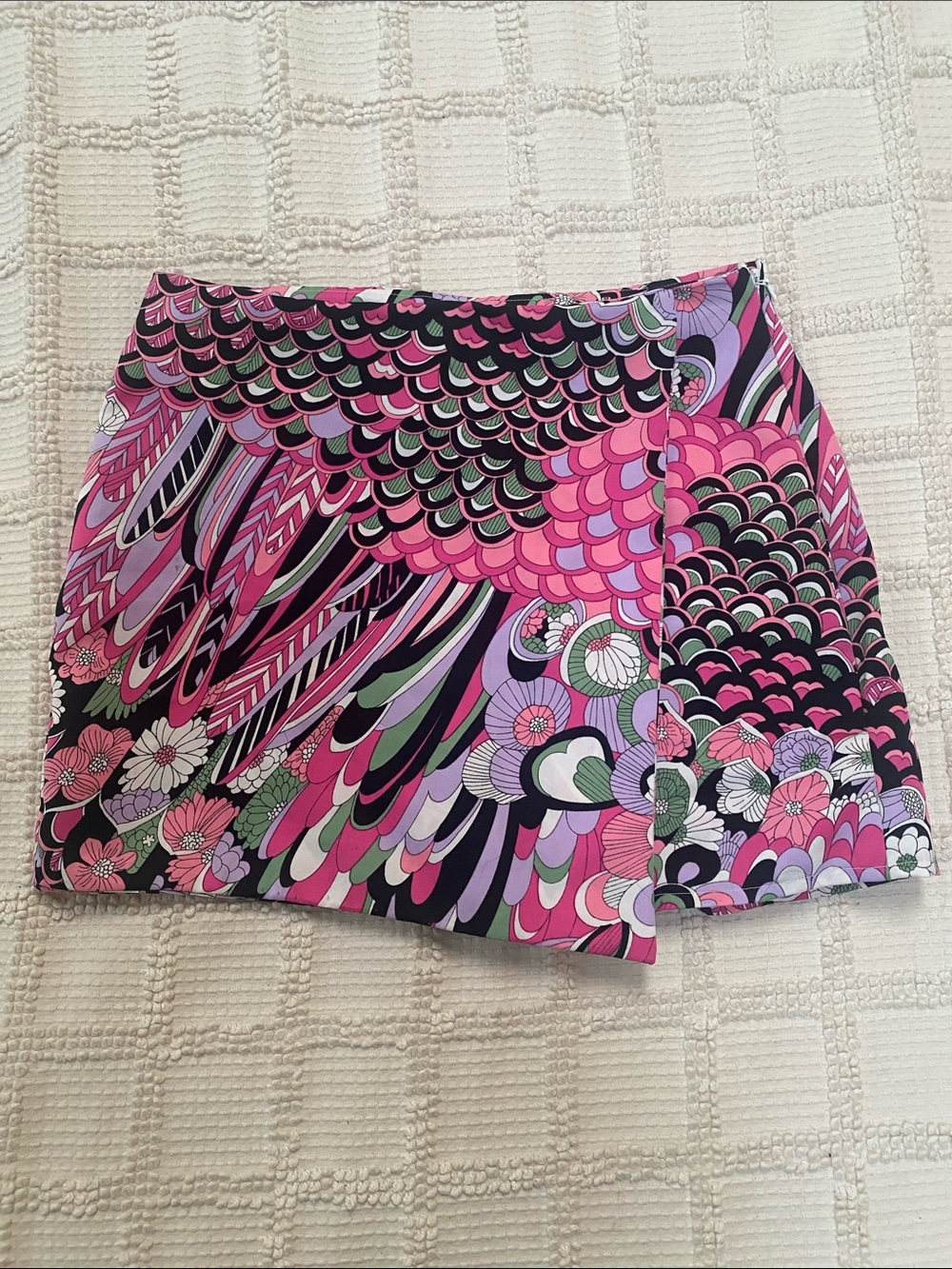 Handmade vintage groovy 70s print mini skirt size 2